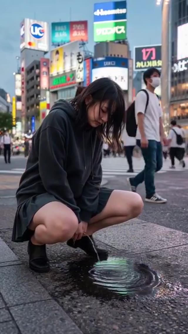 涩谷十字路口美女街头小便：街头小便合集
